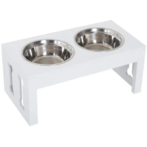 Wooden Elevated Dog Feeding Station with Stainless Steel Bowl