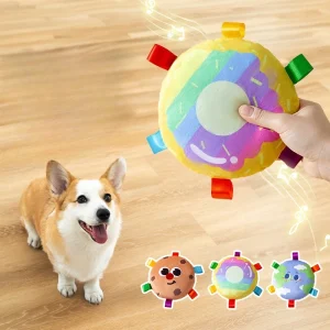 Interactive Plush-Handled Ball Toy for Aggressive Chewers