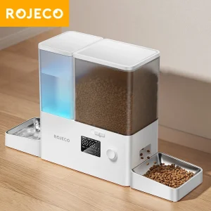 ROJECO 2-in-1 Automatic Pet Feeder & Water Fountain
