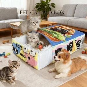 BOOTEELY Hamburger Plush Cat Bed – Cozy Pet Nest